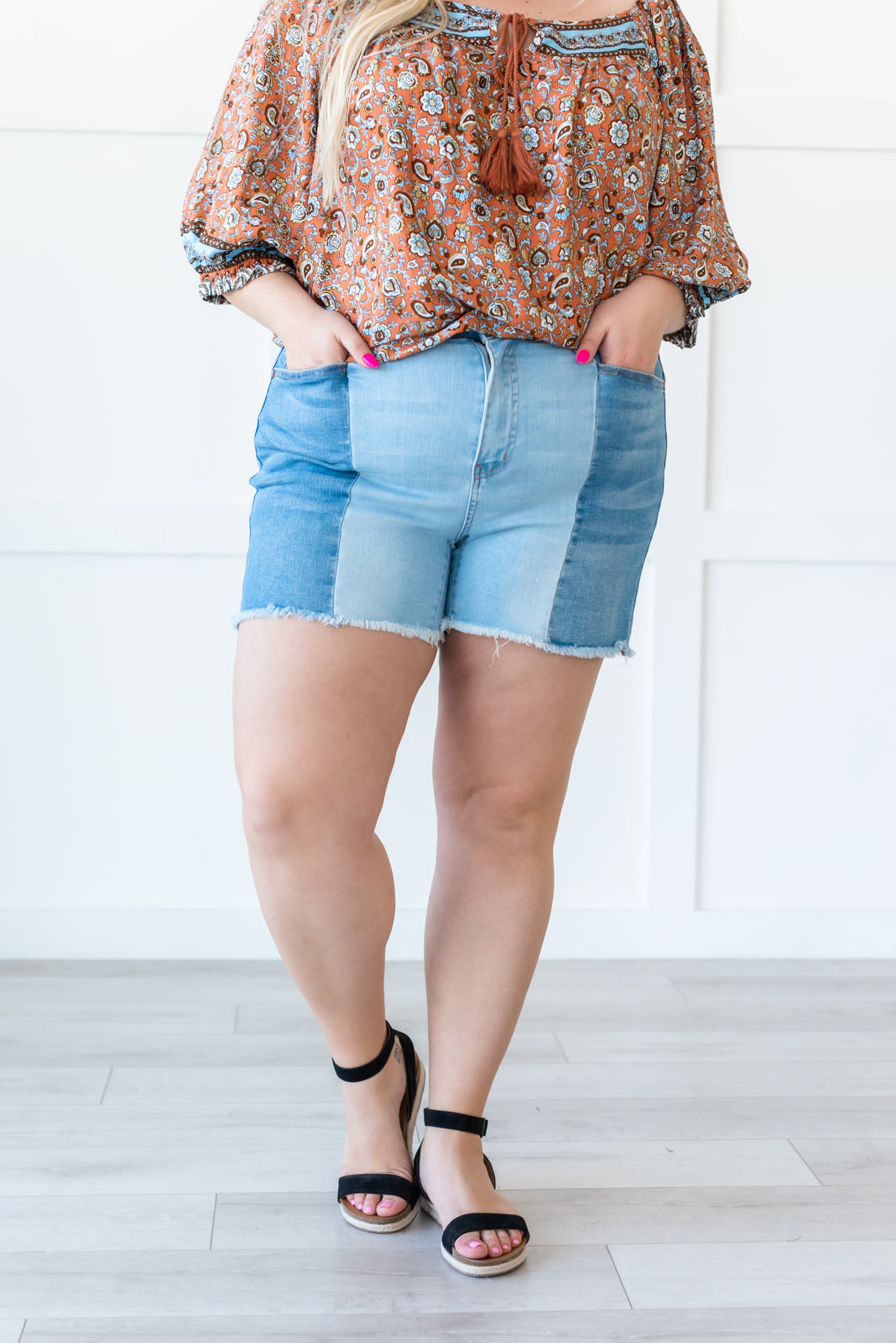 Women's Plus Size Curvy Fit Shorts With Rolled Cuffs-Sale, 48% OFF